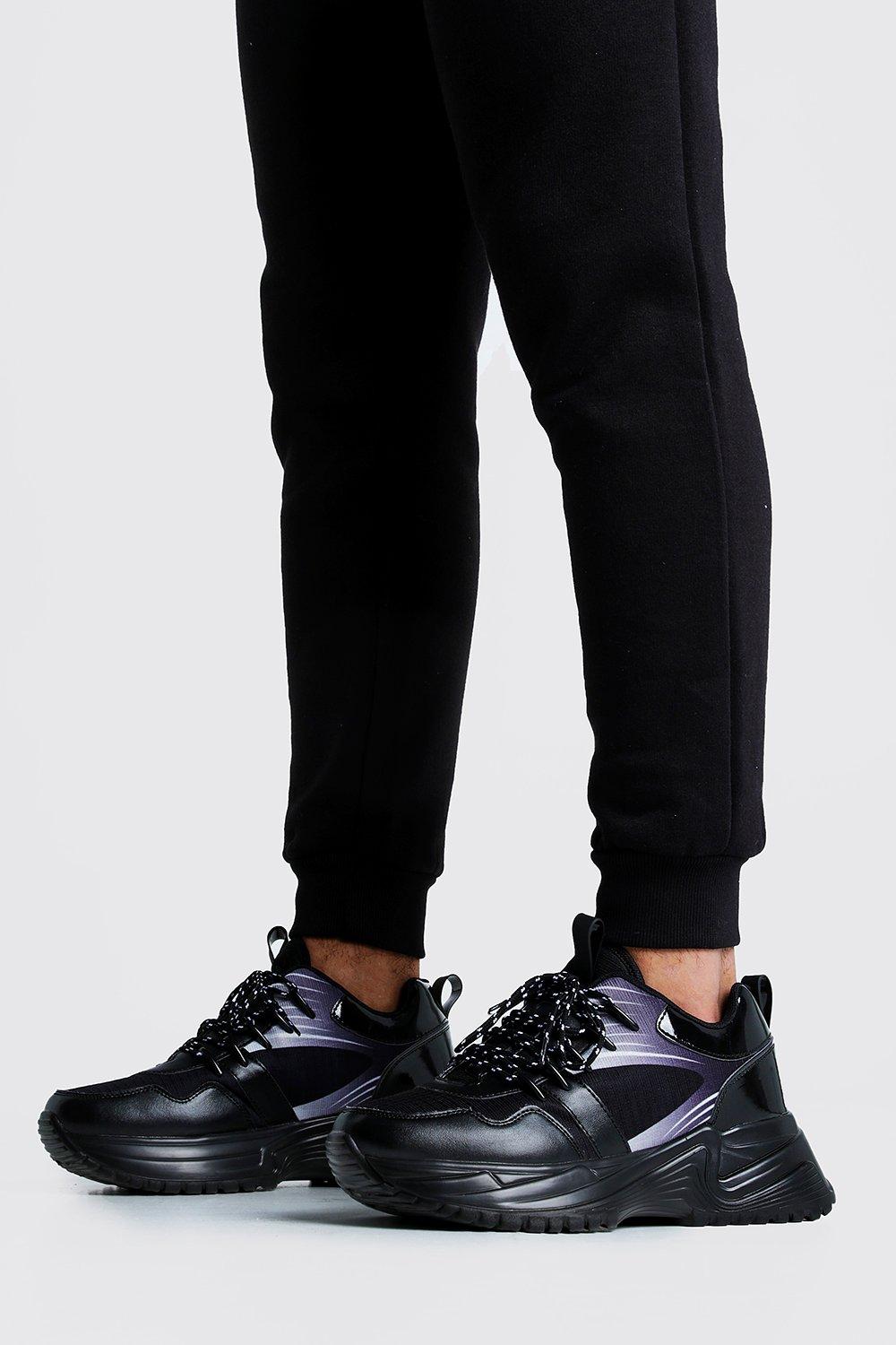 chunky sole black trainers