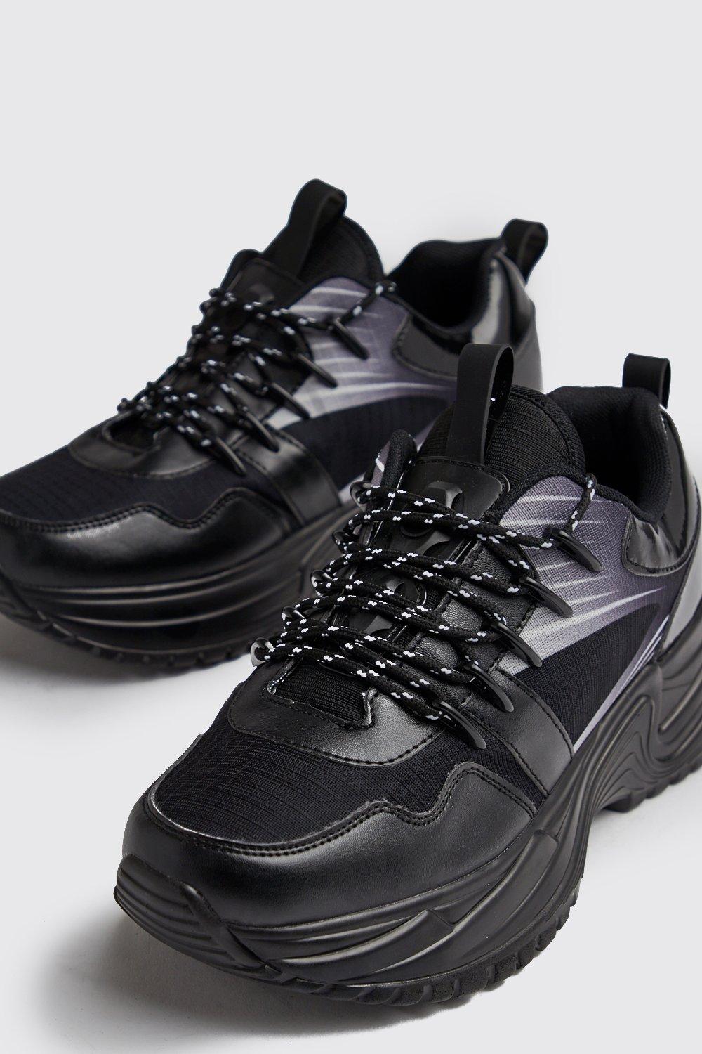 chunky sole black trainers