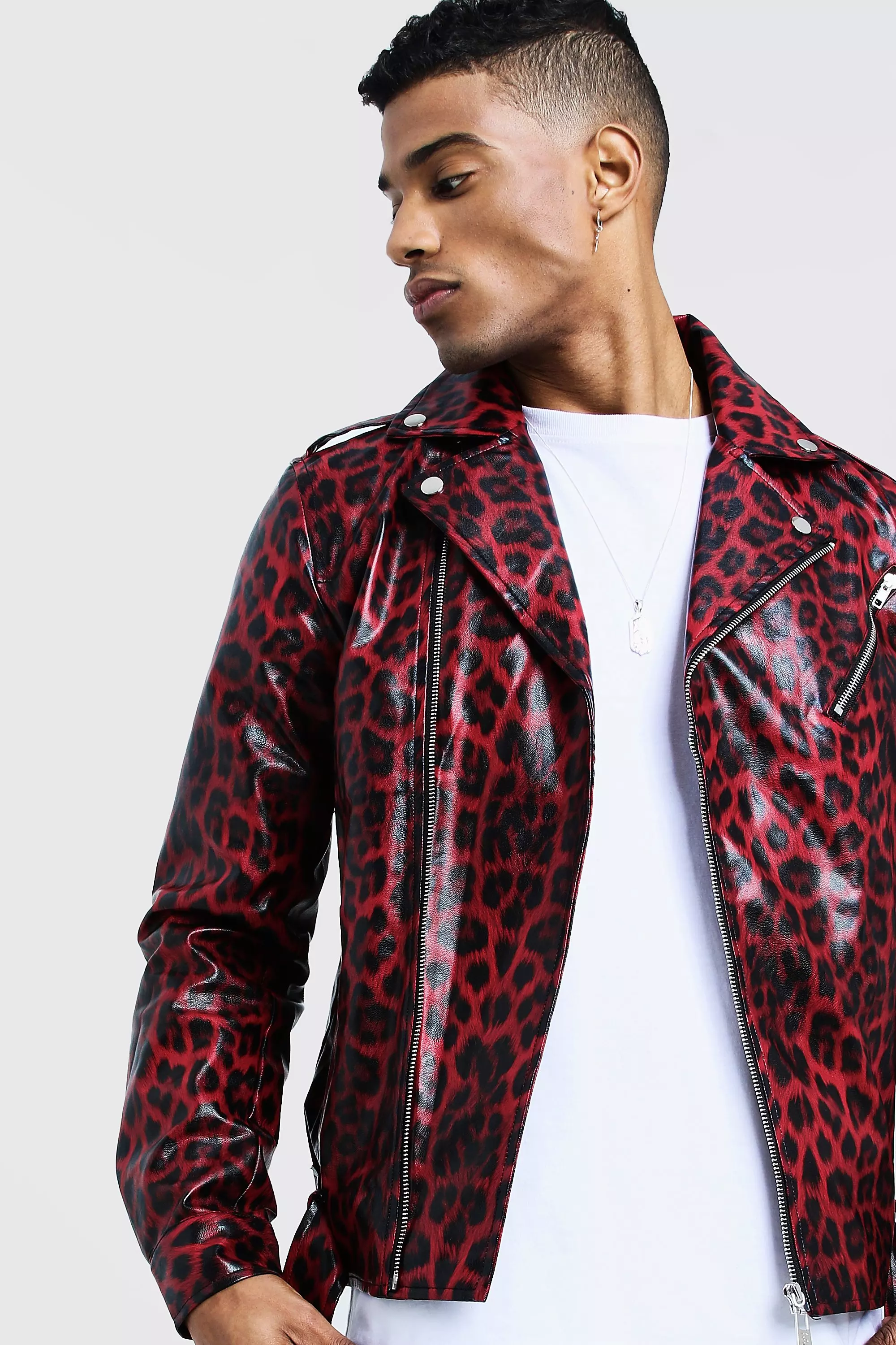 PRINTED LEATHER RIDER JACKET