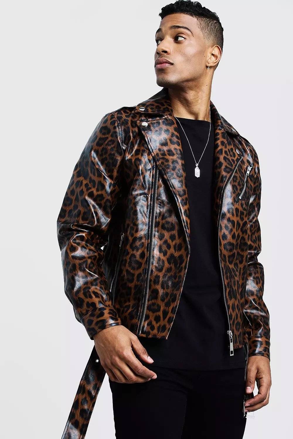 Animal print biker jacket