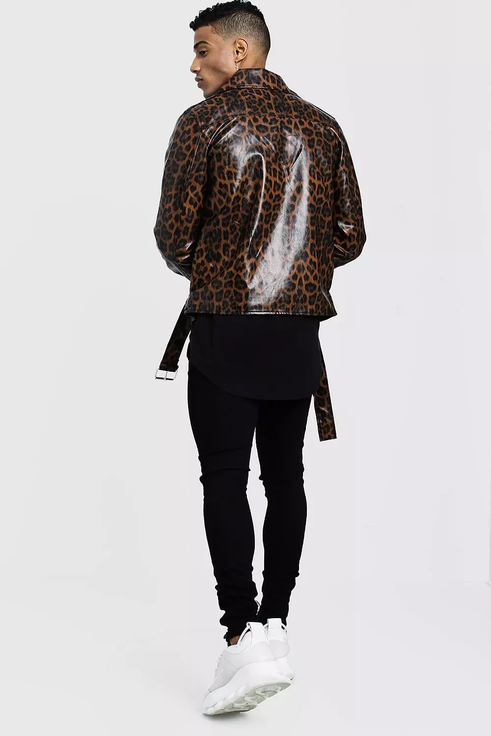 Leopard print shop leather jacket mens