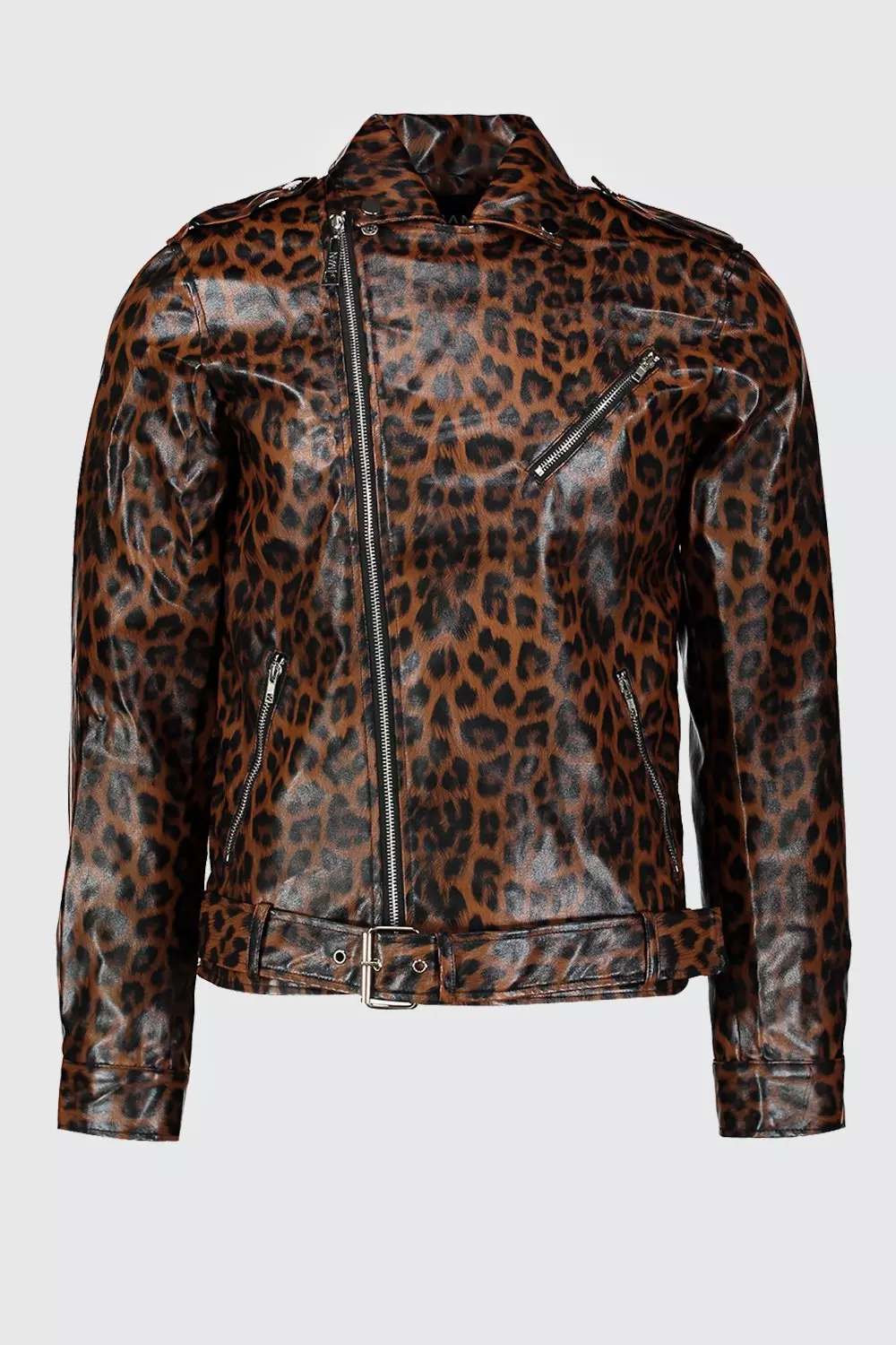 Animal print biker jacket