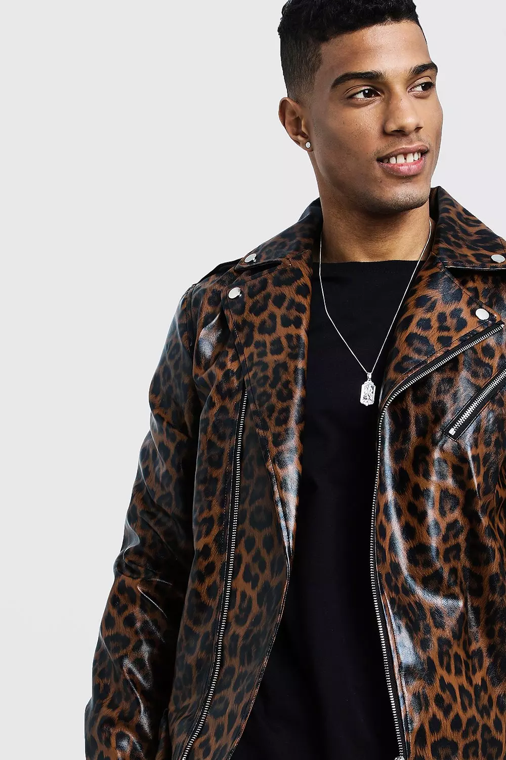 Leather hot sale printed jacket