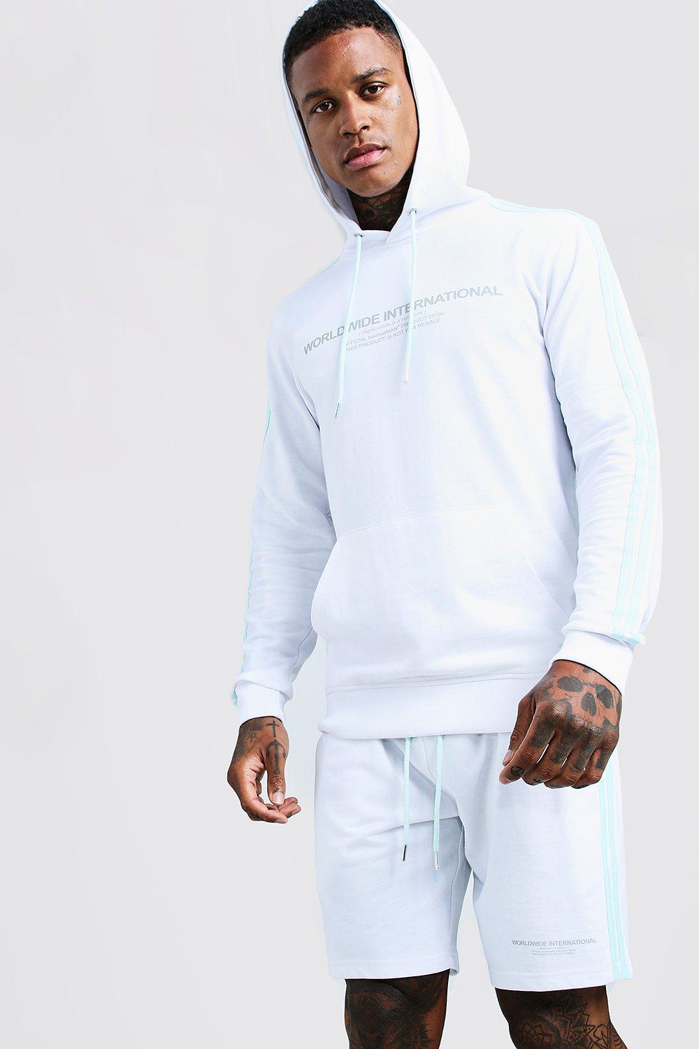 boohooman hoodie with man print in white