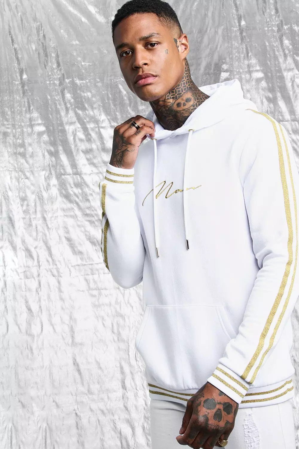 White and 2025 gold sweatshirt