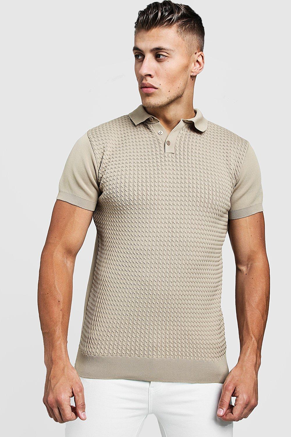 cable knit polo shirt