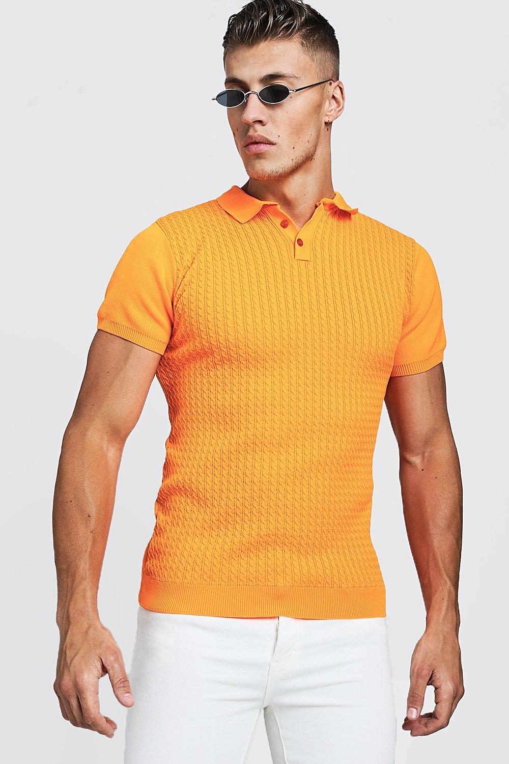 cable knit polo shirt