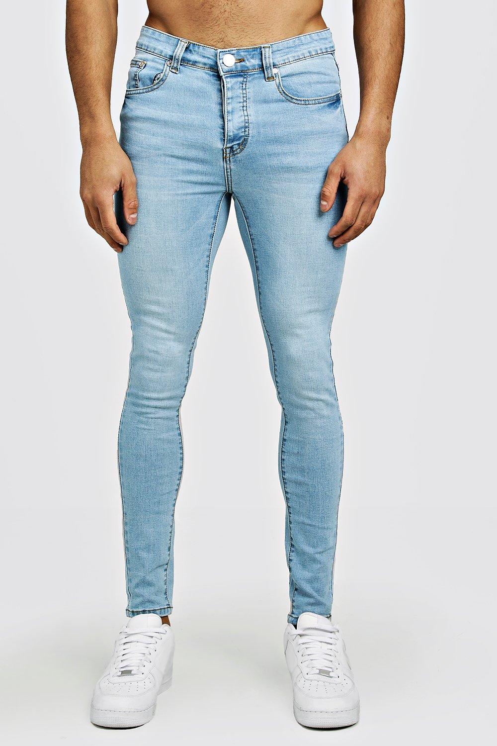 blue spray on skinny jeans
