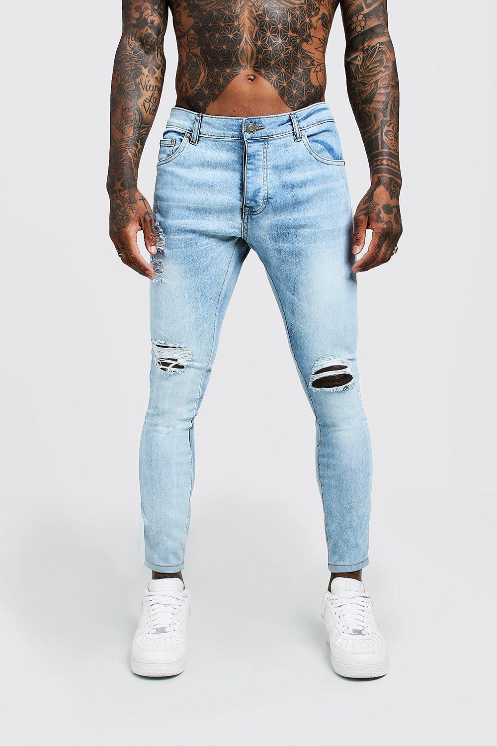 mens side tape jeans