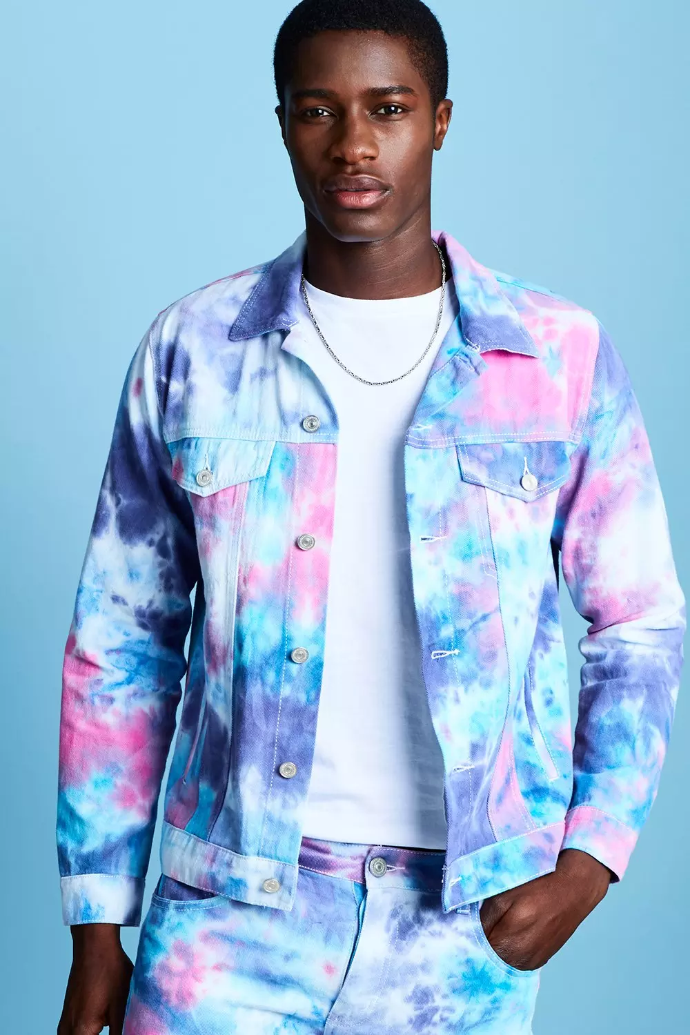 Men and Women's Tie Dye Denim Jacket Bright Colourful -  UK