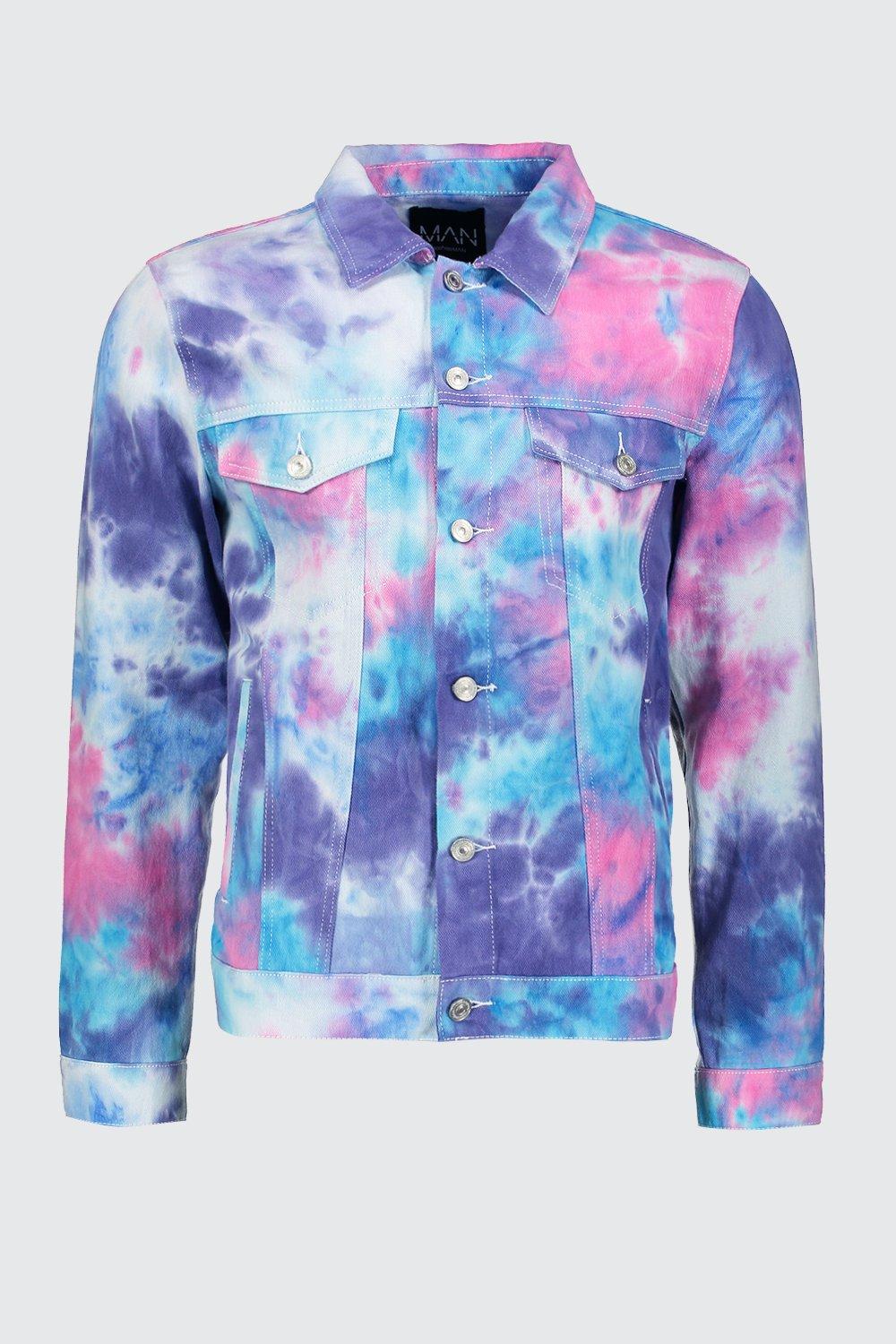 mens tie dye denim jacket