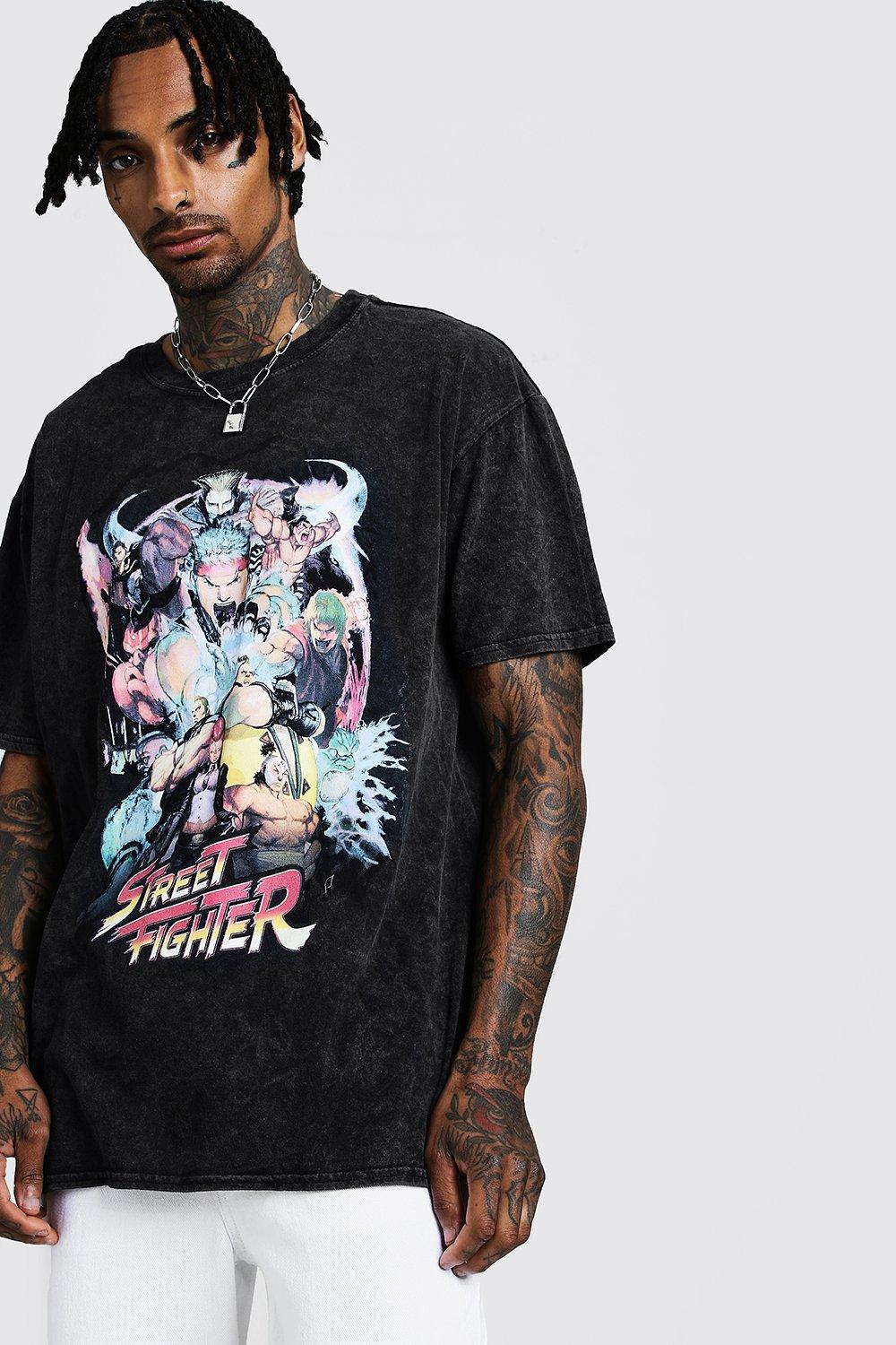 

Выцветшая футболка оверсайз Street Fighter, Black
