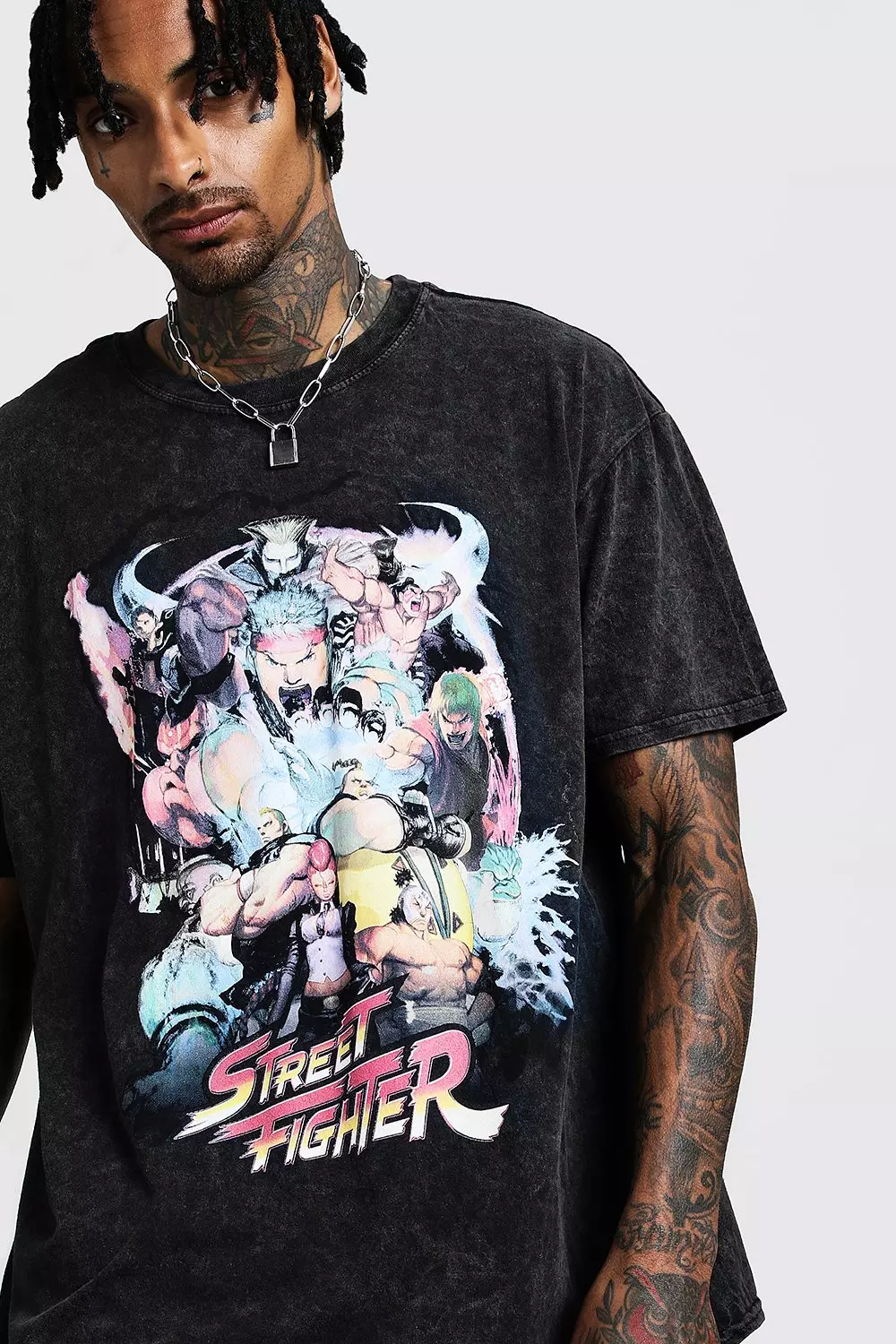 STREETS - Vintage Washed Street Fighter Anime Oversized T-Shirt