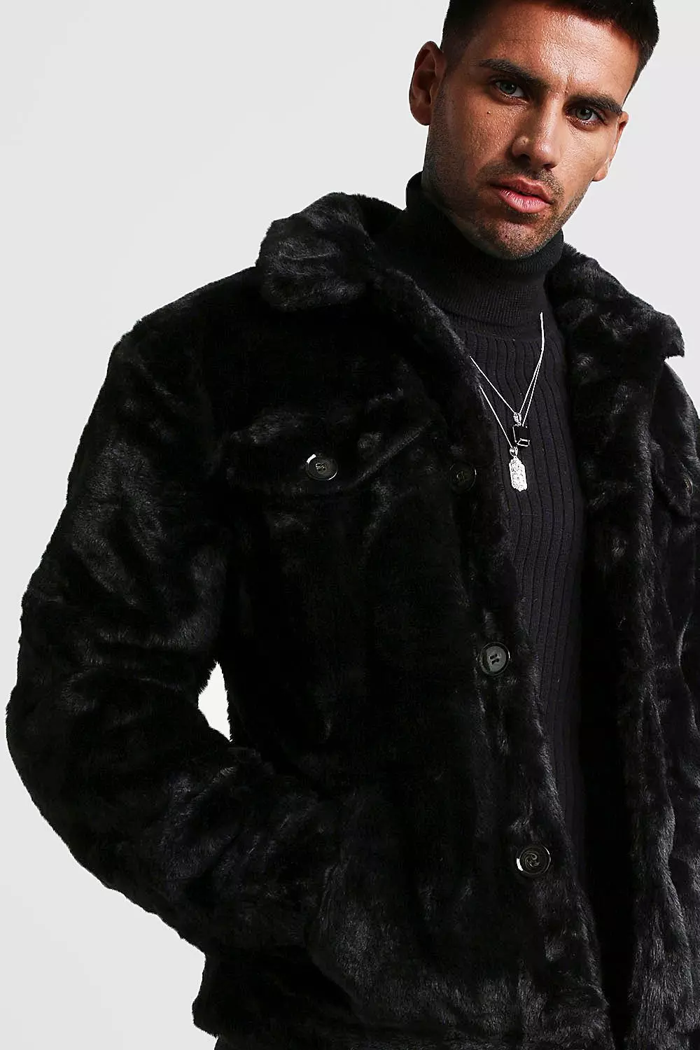 Hzcx Fashion Men's Oversize Faux Fur Jacket