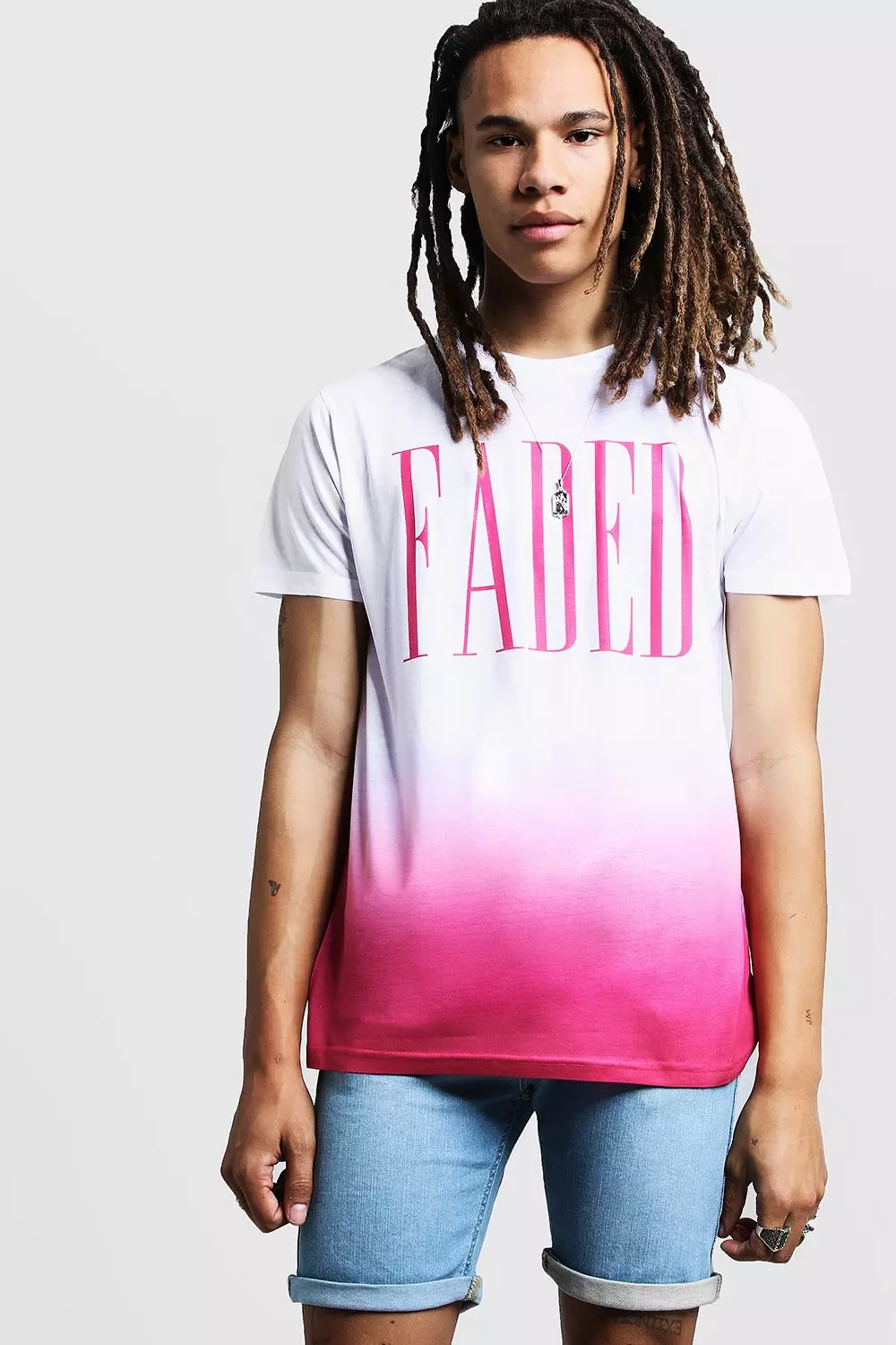 FADED-EFFECT T-SHIRT WITH SLOGAN