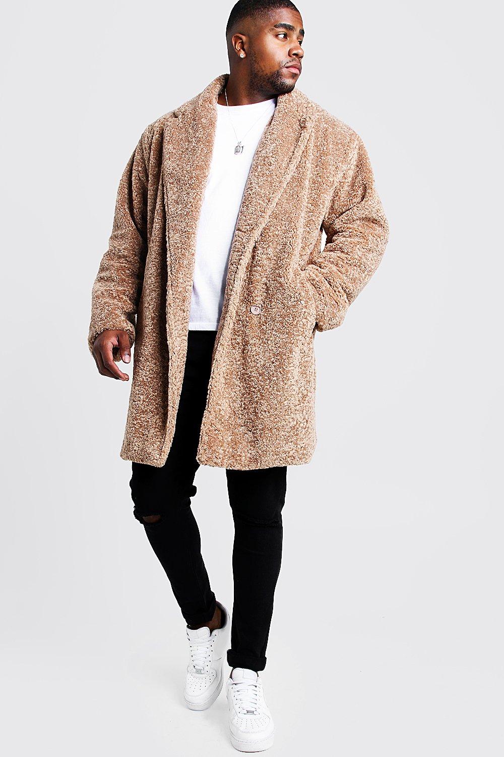 oversized faux fur coat with hood