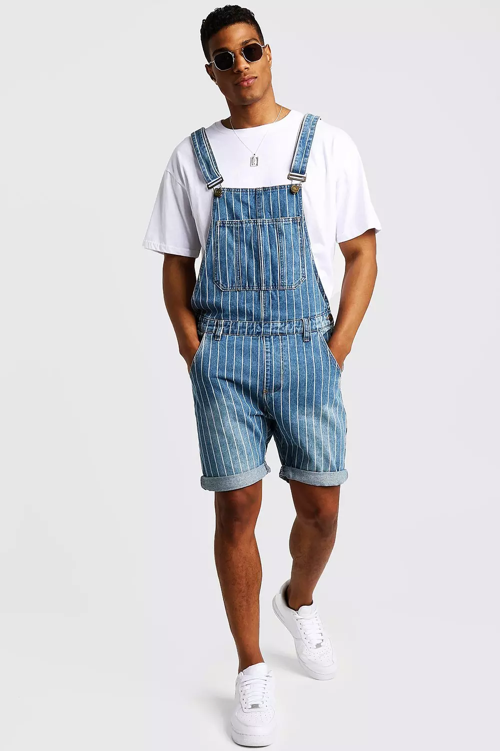 Striped store overalls shorts