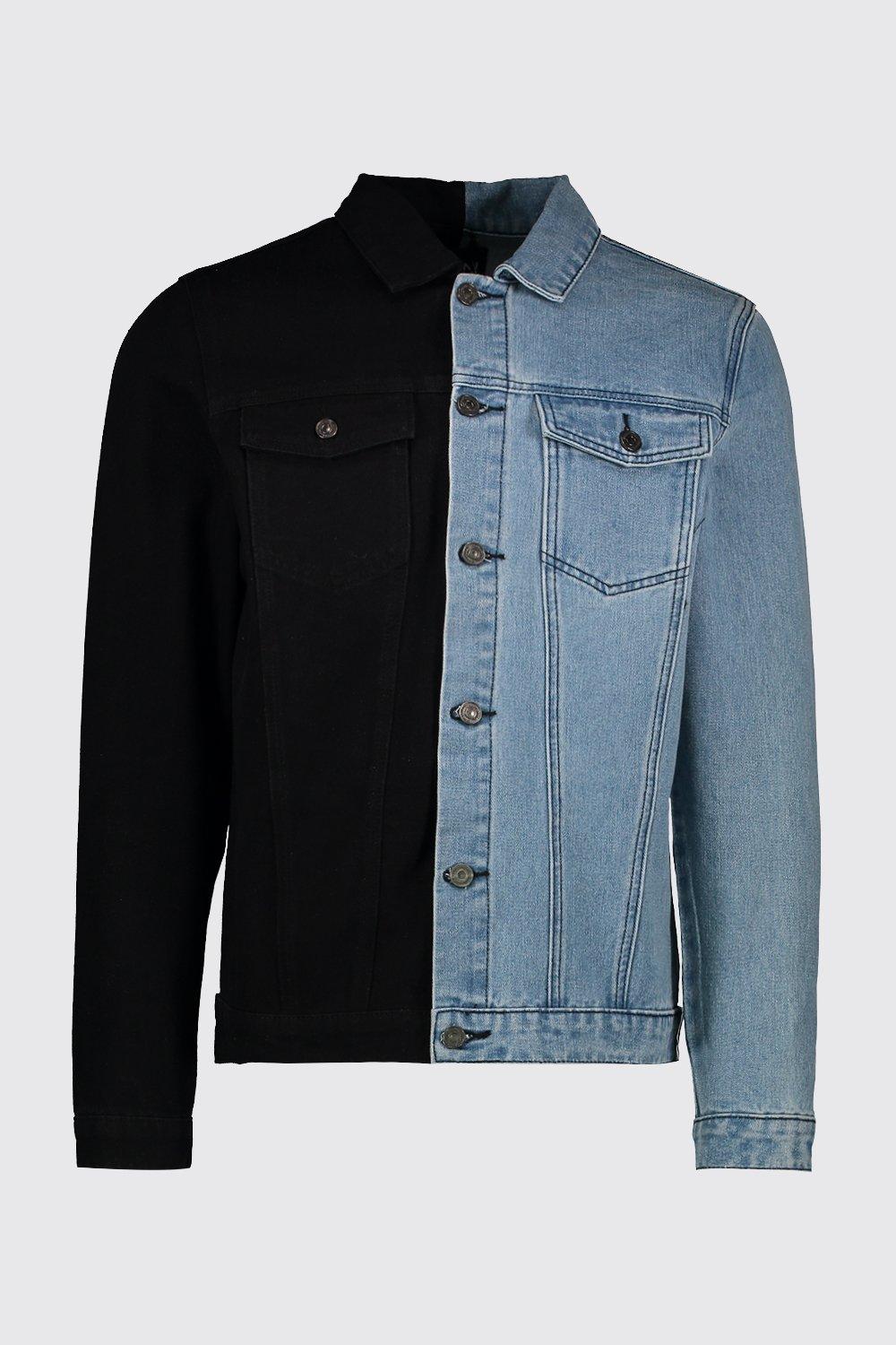 black and blue jean jacket