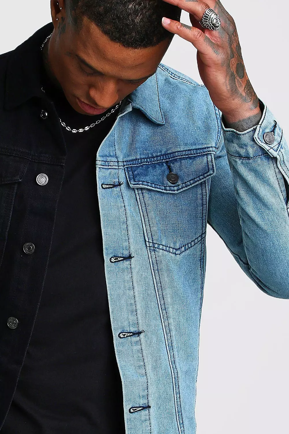 Boohooman black denim store jacket