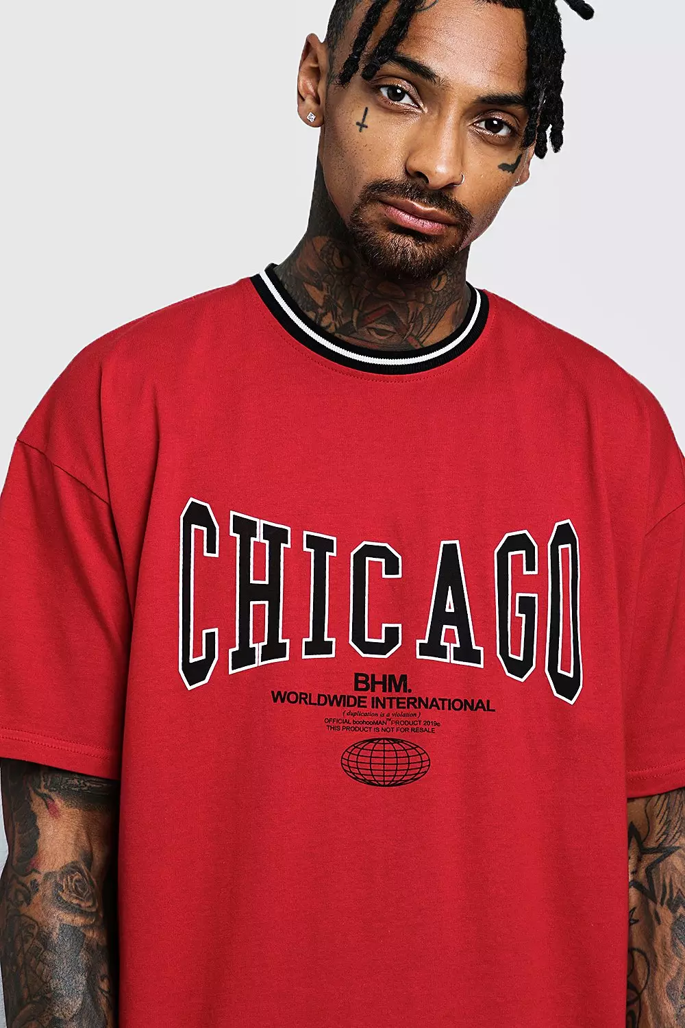 Oversized Chicago Spliced T-shirt | boohooMAN USA
