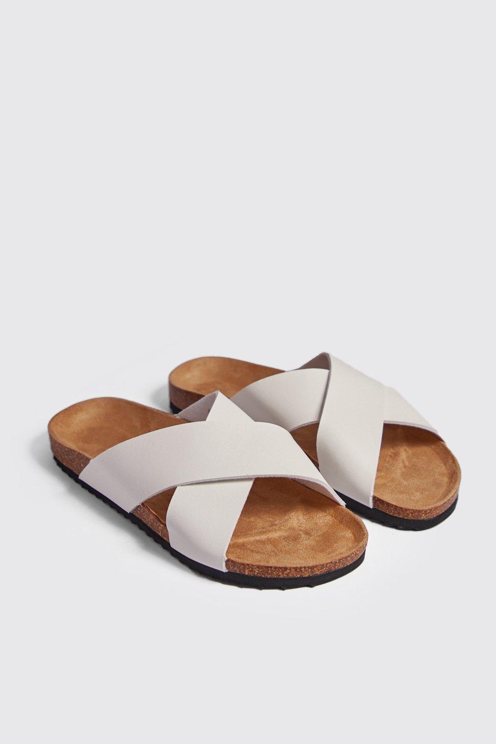 white double strap sandals