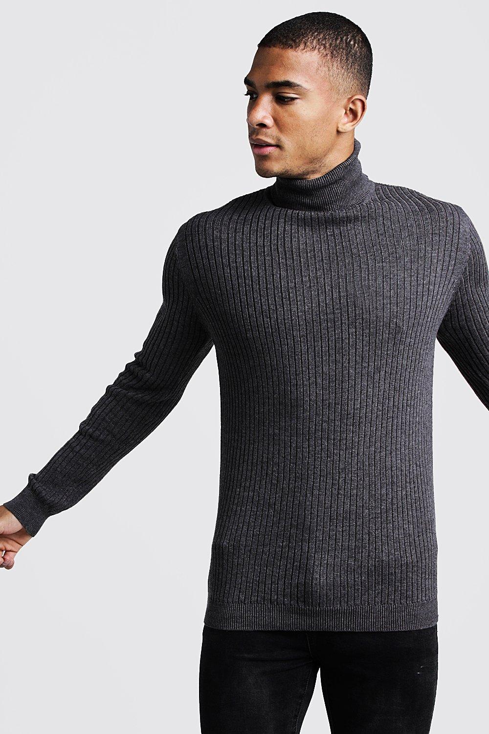 mens ribbed roll neck jumper