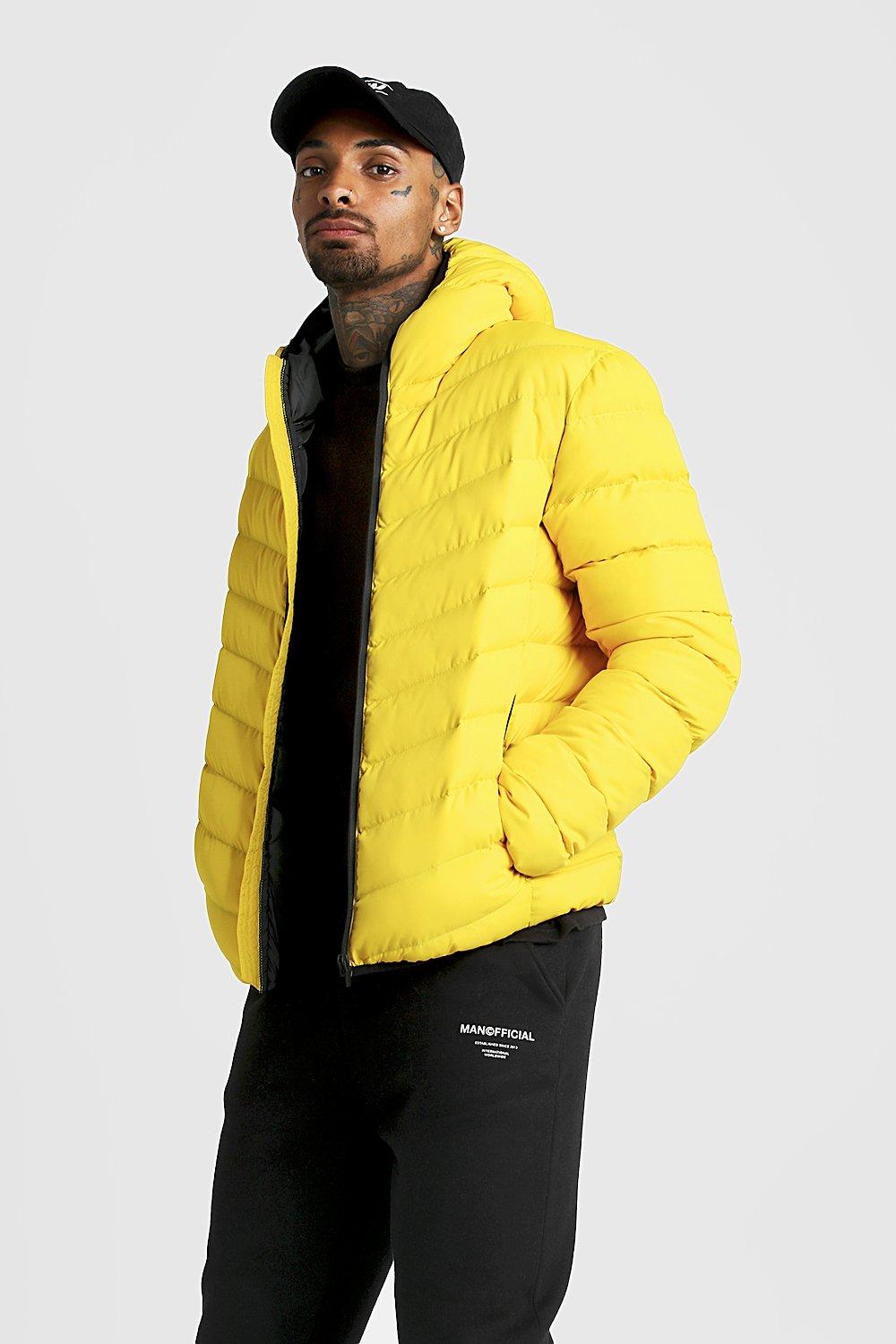 

Стеганая куртка на молнии с капюшоном, Yellow