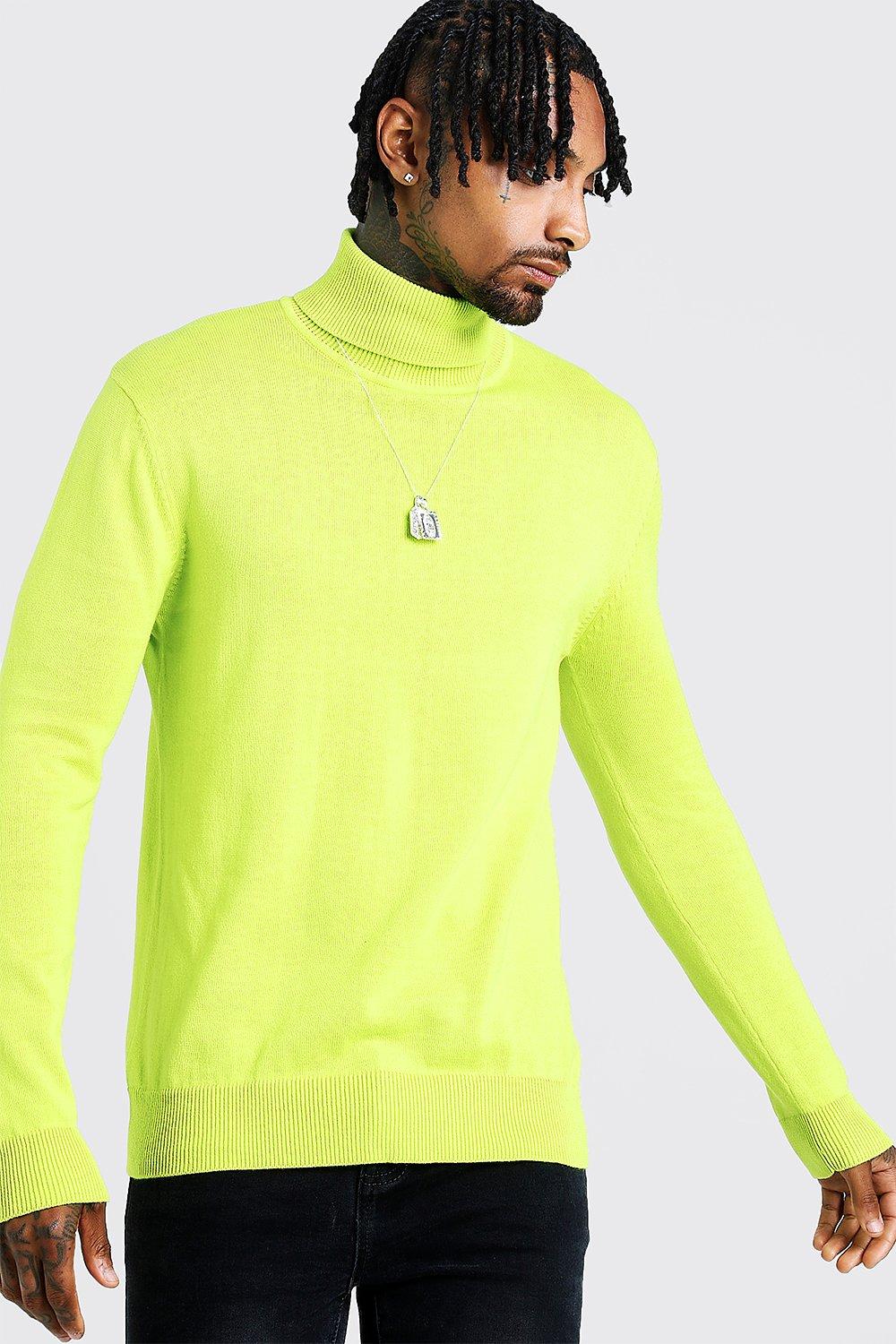 neon green roll neck jumper