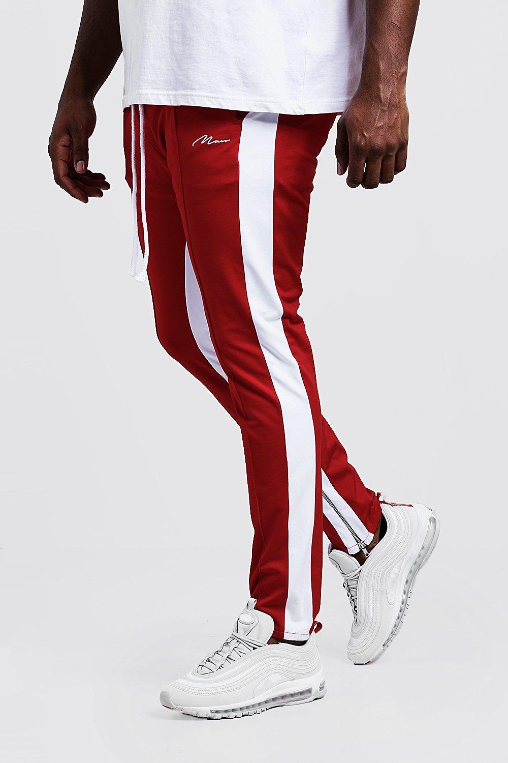 boohooman red joggers