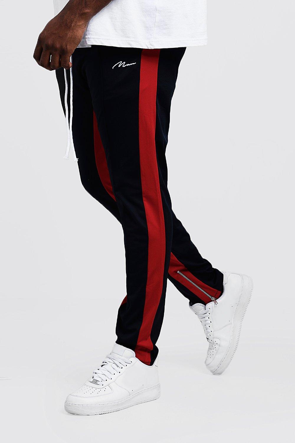 boohooman red joggers