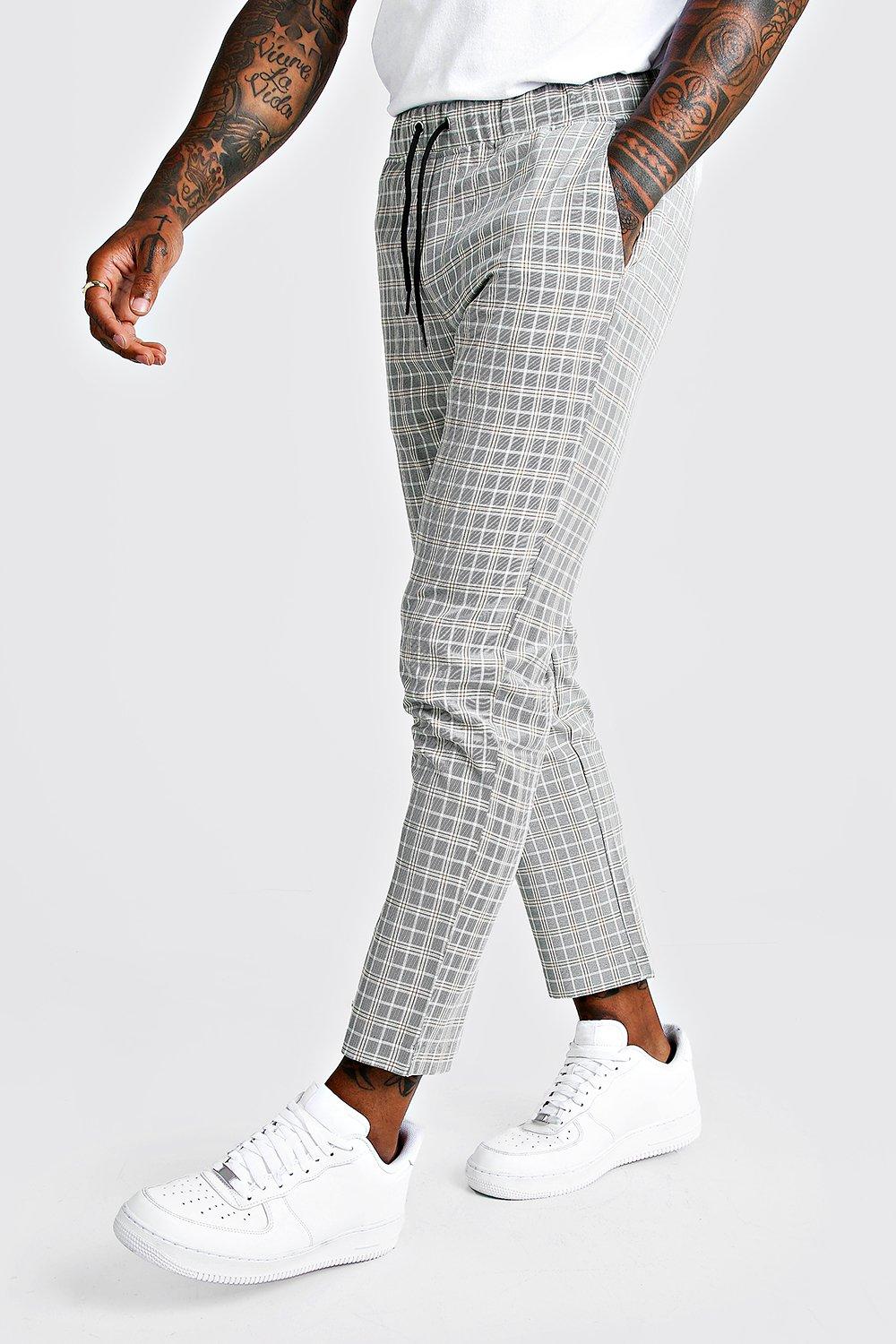 mens checked jogger trousers