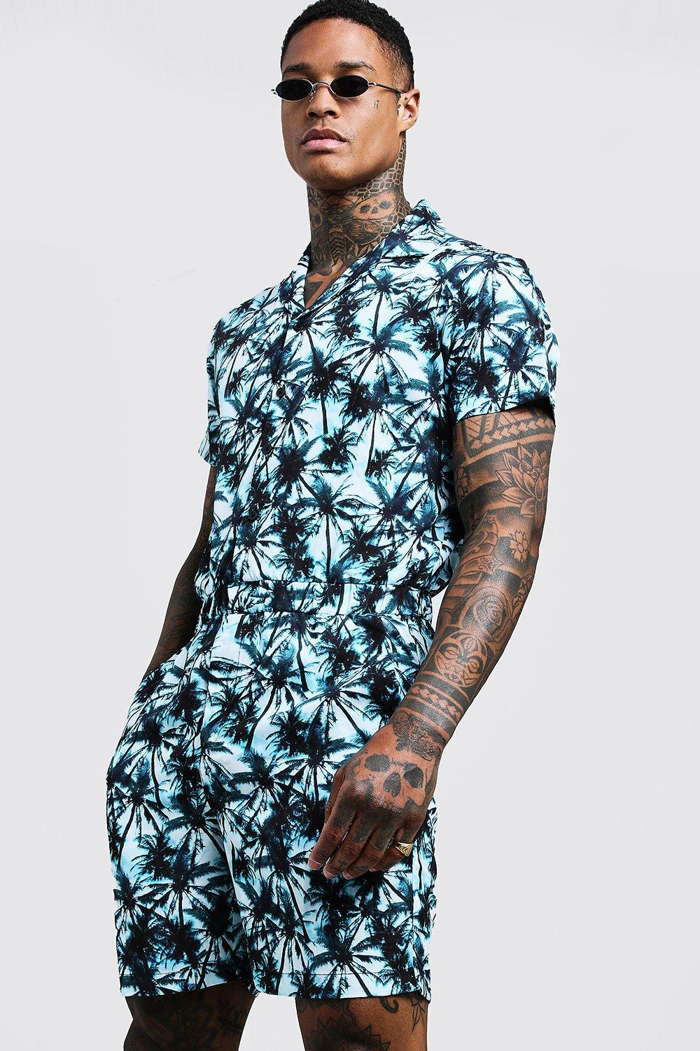 palm tree print jumpsuit