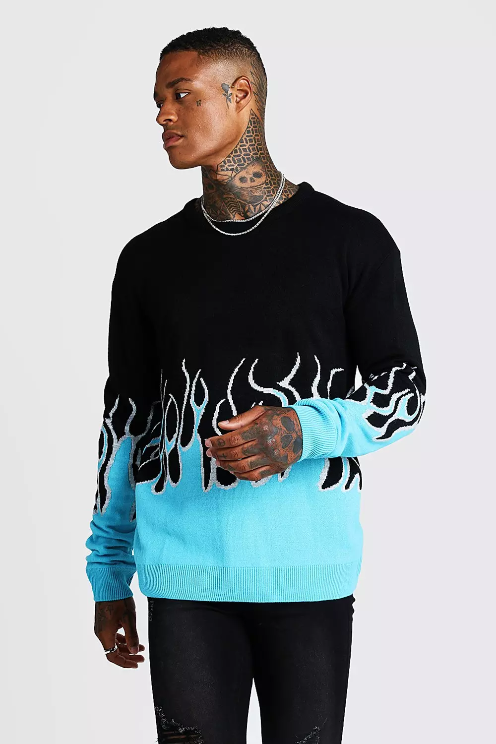 Pull en maille oversize avec flammes