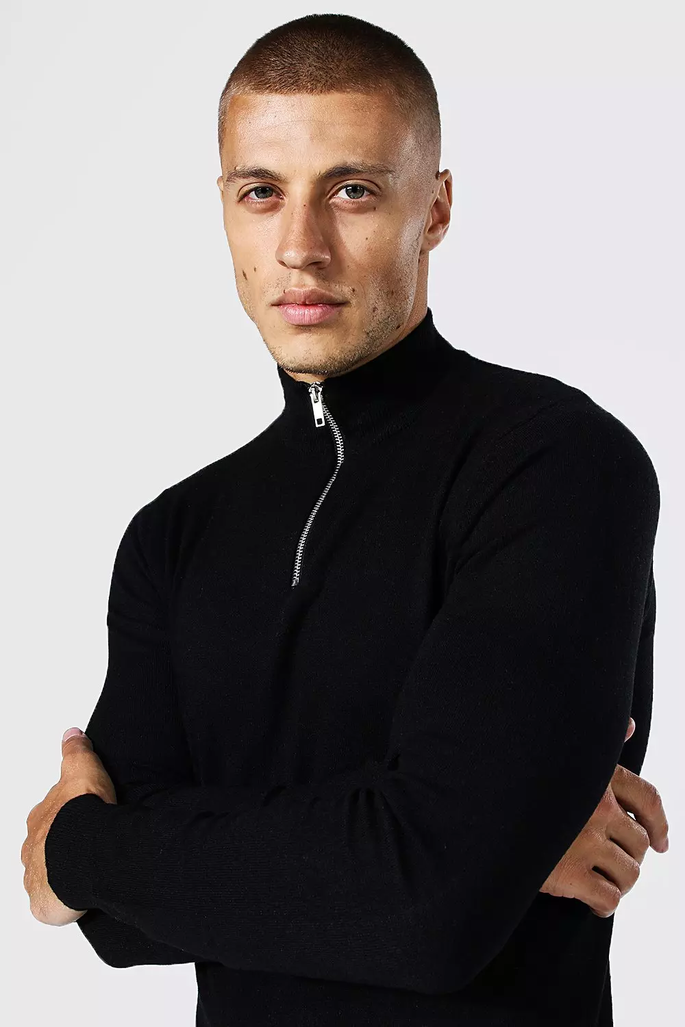 Mens half zip black jumper hotsell