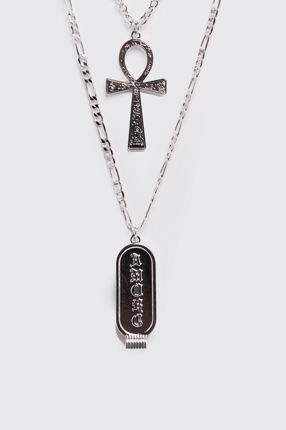 

Double Layer Pendant Necklace, Silver