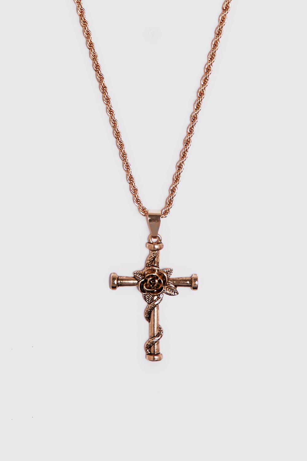 

Rose & Cross Necklace, Gold