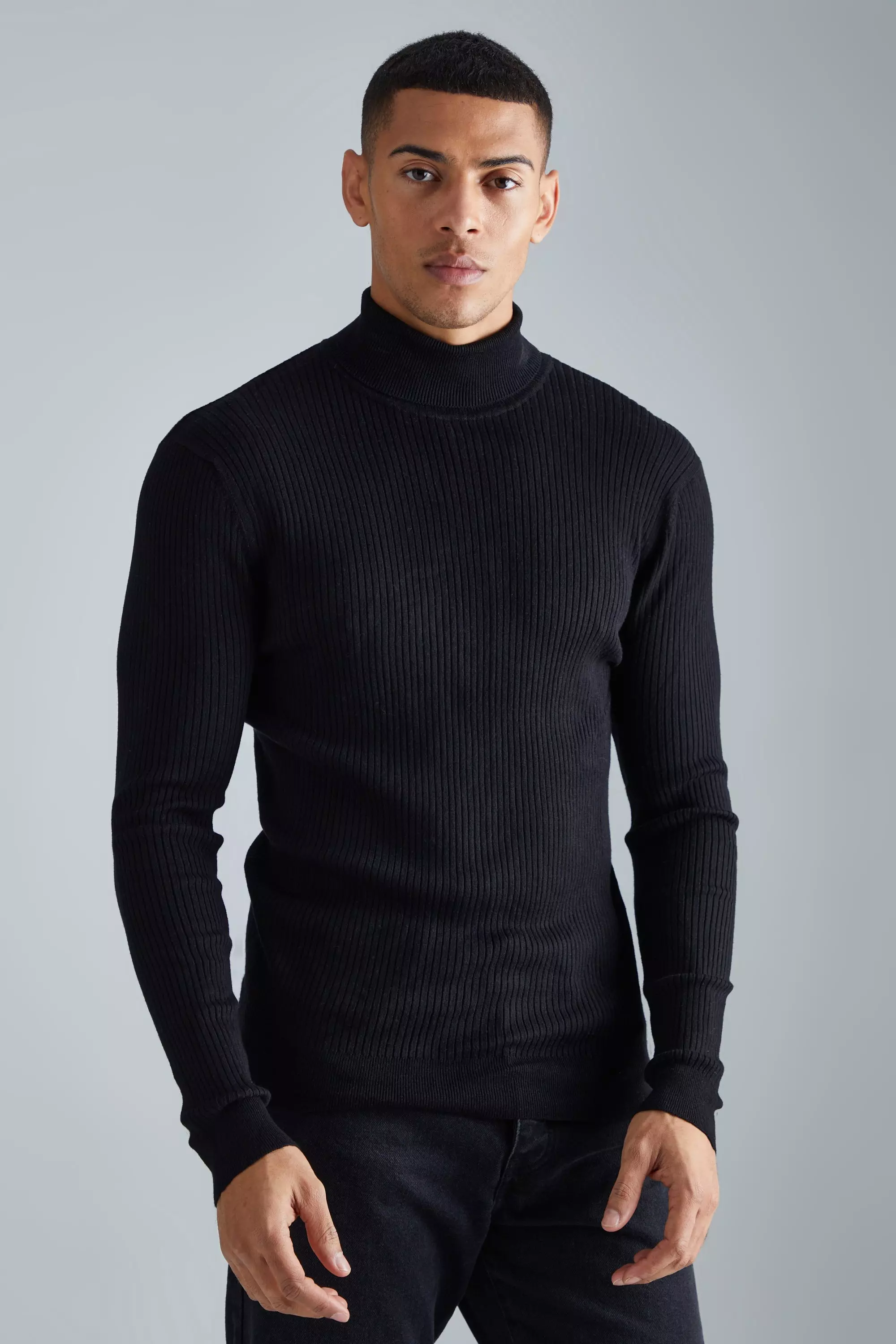 Mens ribbed roll on sale neck