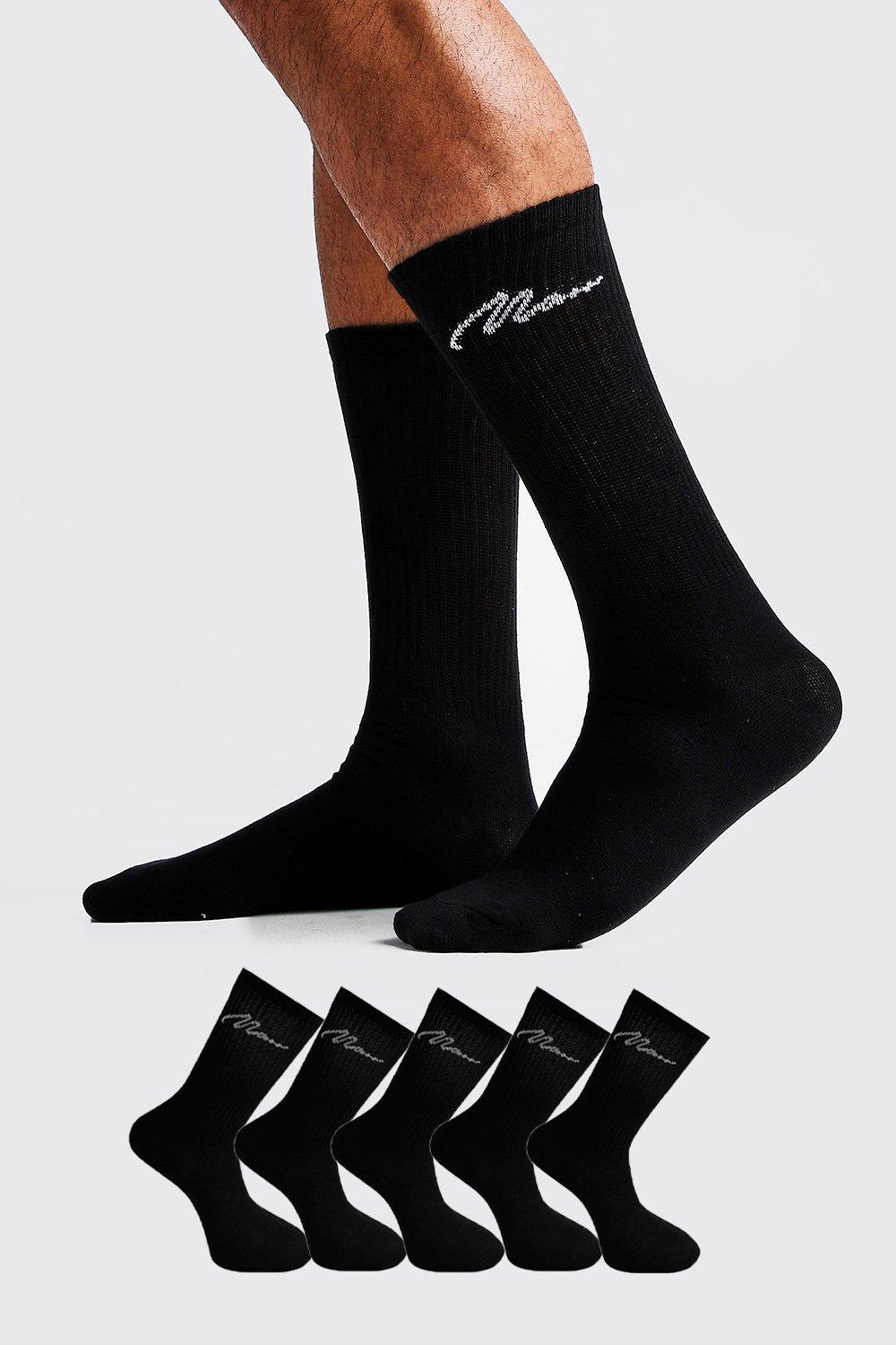 

MAN Signature 5 Pack Sport Socks, Black