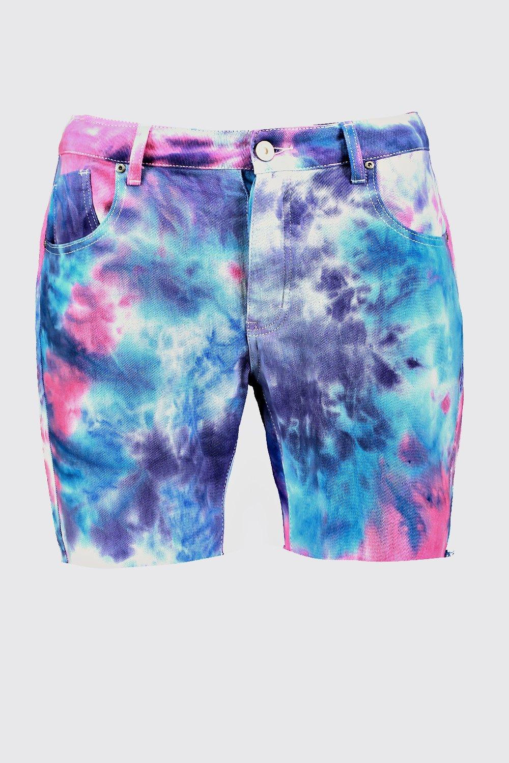 tie dye denim shorts