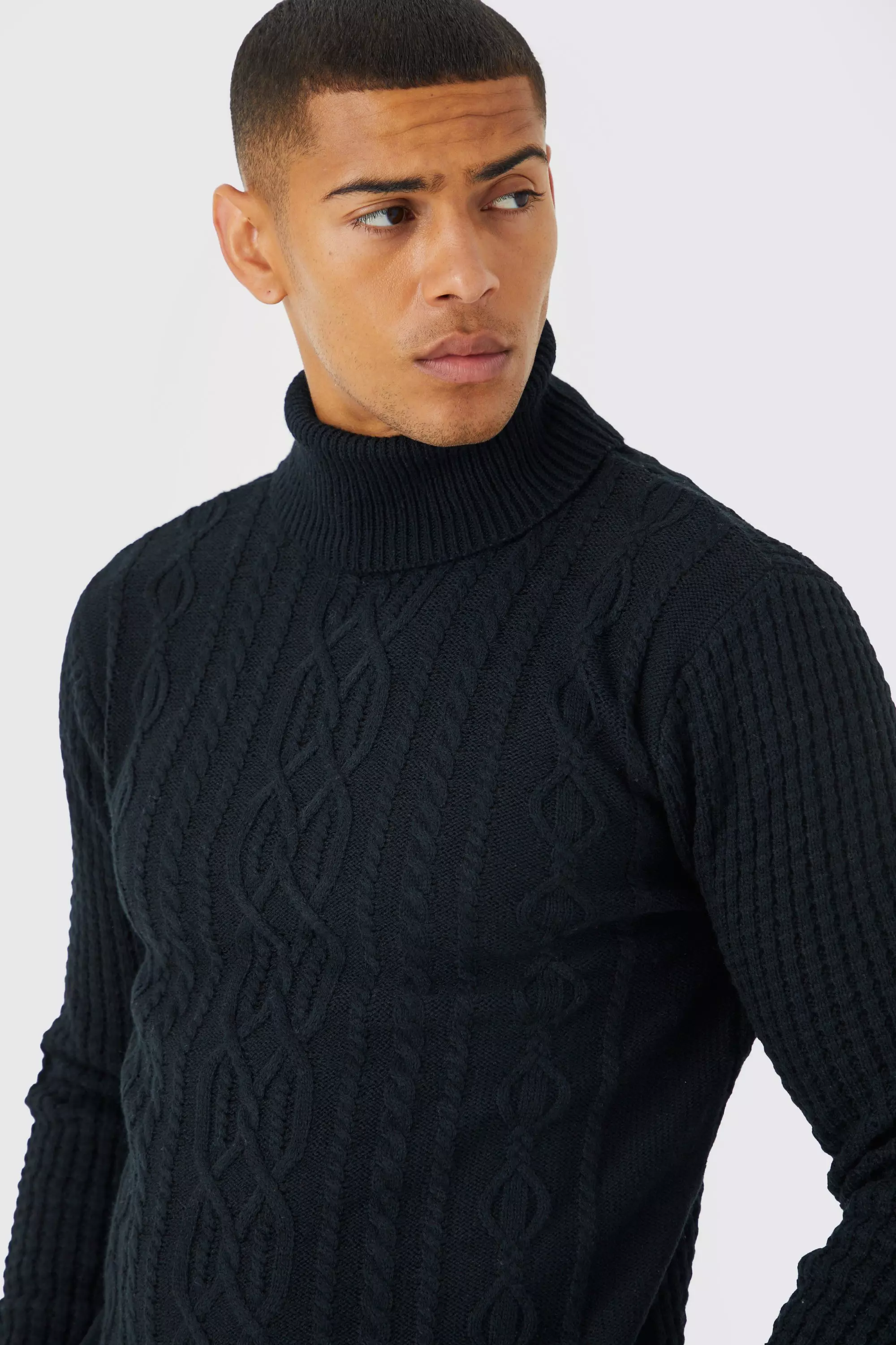 Thick black clearance roll neck jumper