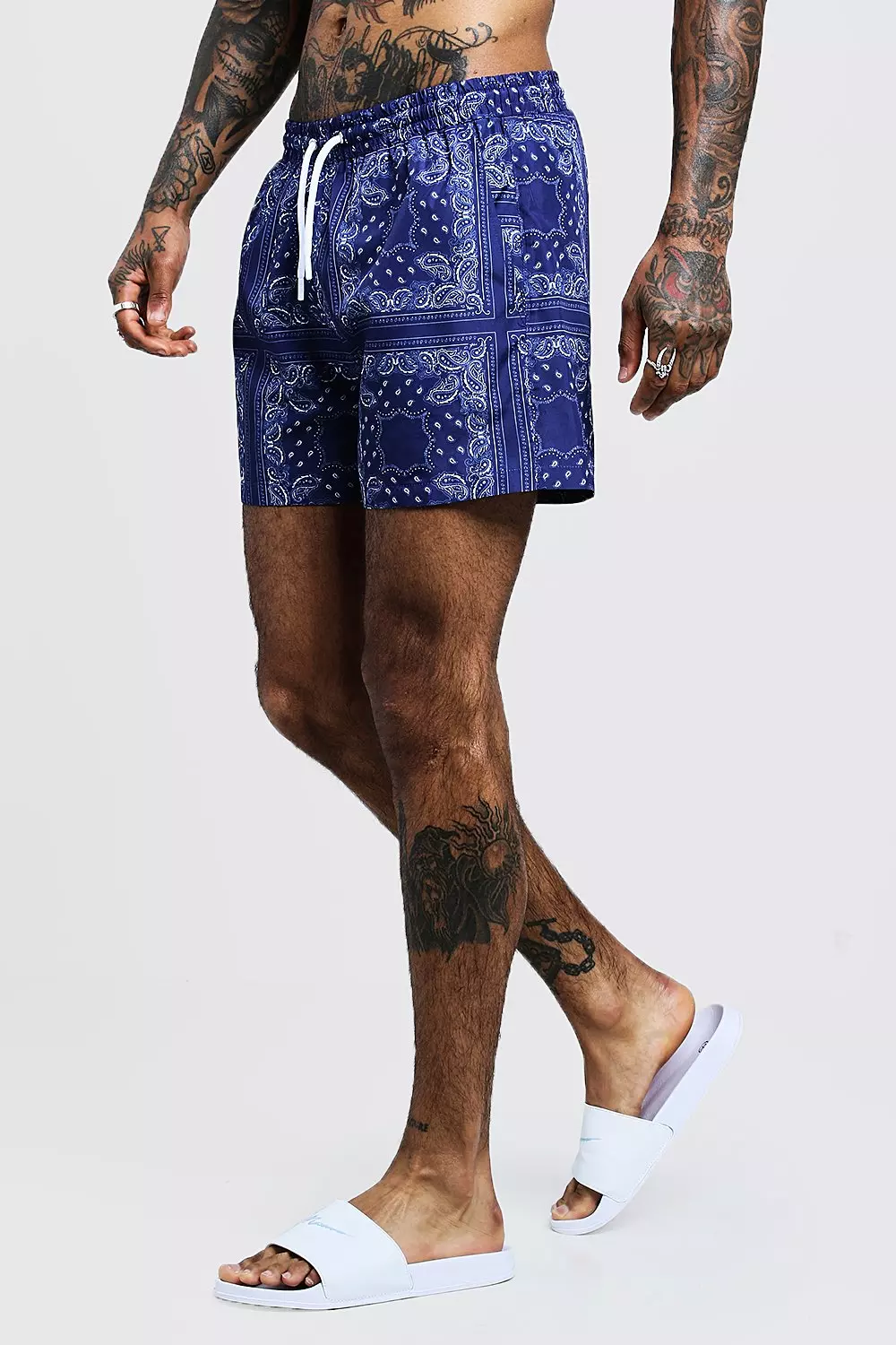 Statement Ink Pink & Blue Bandana Board Shorts S