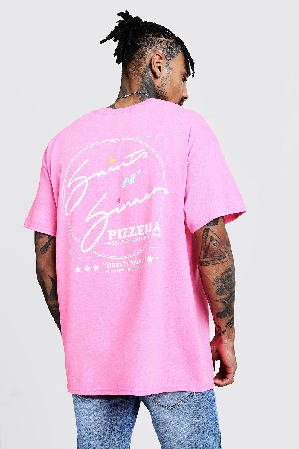 

Свободная футболка с принтом на спине Saints N Sinners, Pink