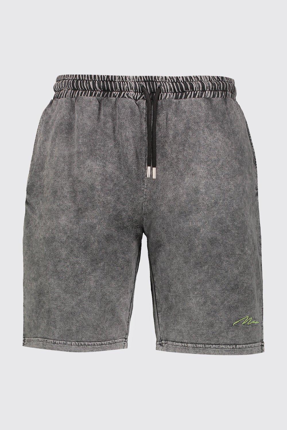 black acid wash shorts