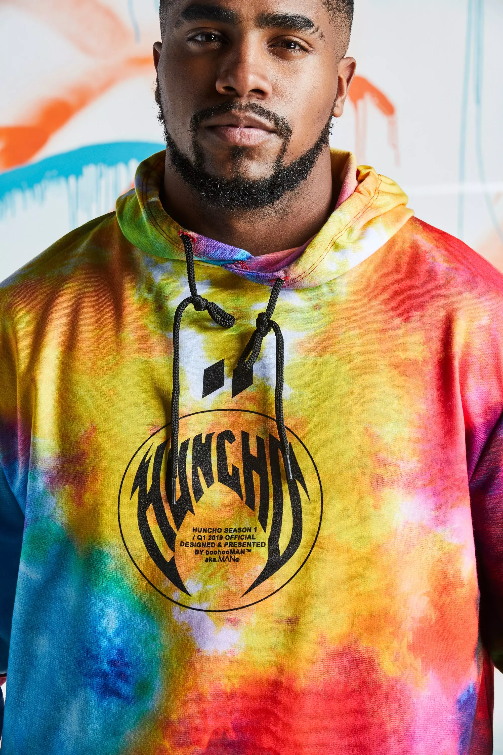 Boohooman tie dye online hoodie