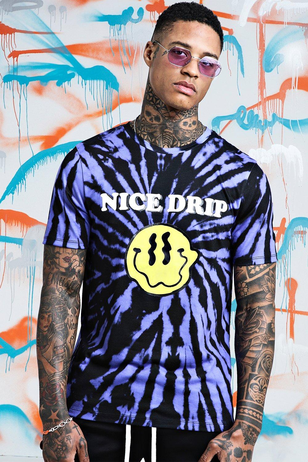 

Футболка Quavo Nice Drip с рисунком в технике узелкового батика, Purple