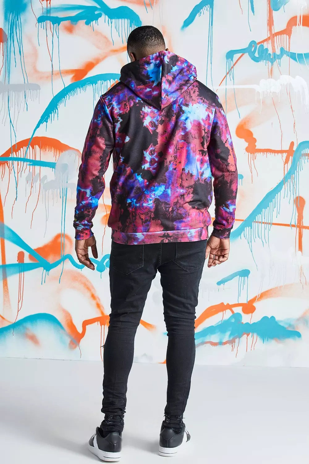 Plus Size Quavo Tie Dye Hoodie With Print boohooMAN UK