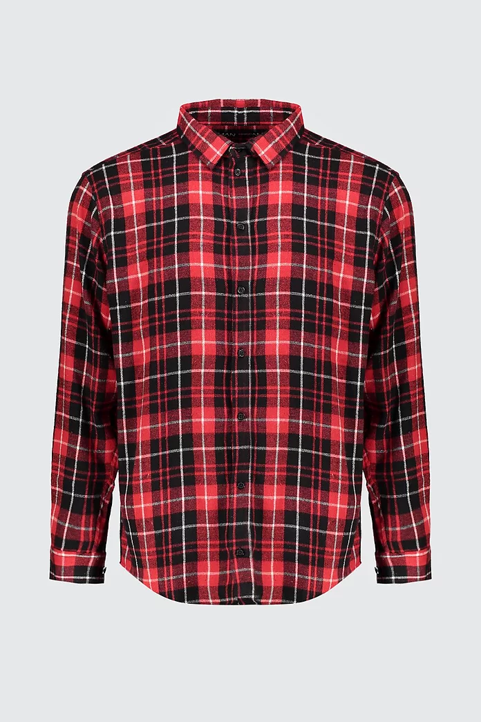 Oversized Long Sleeve Red Check Shirt