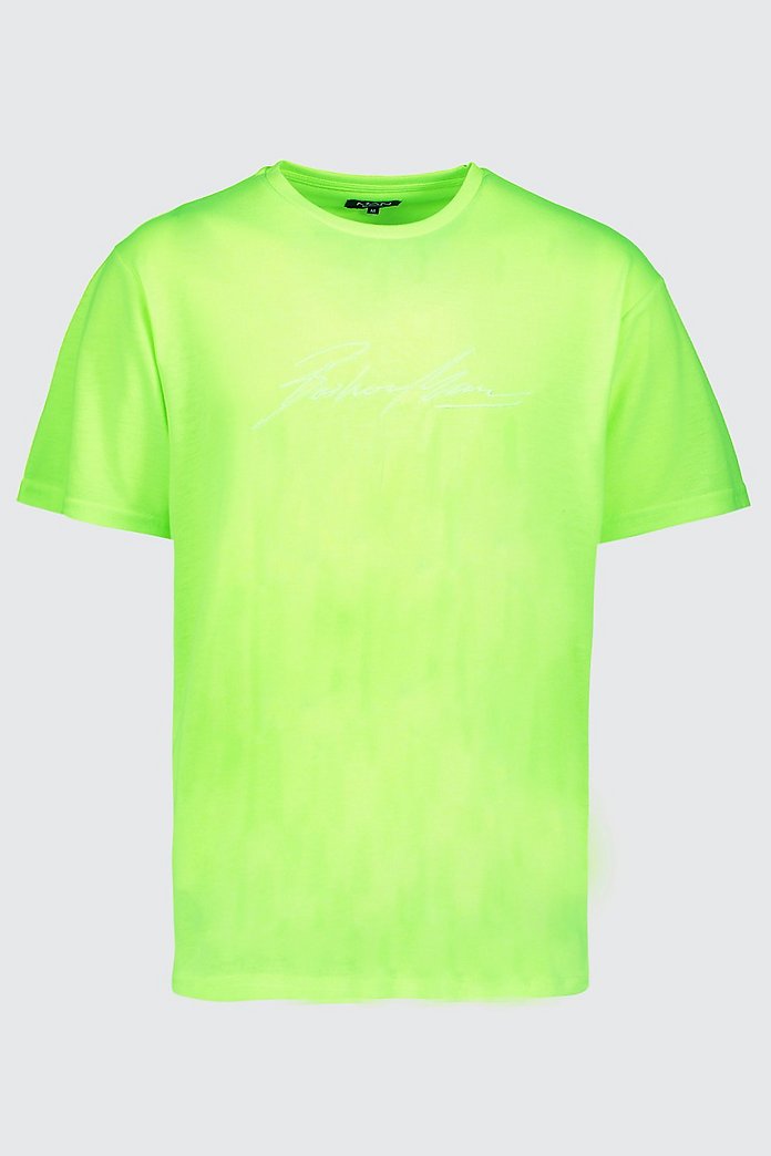 Oversized Neon Man Autograph Loose Fit T Shirt Boohooman