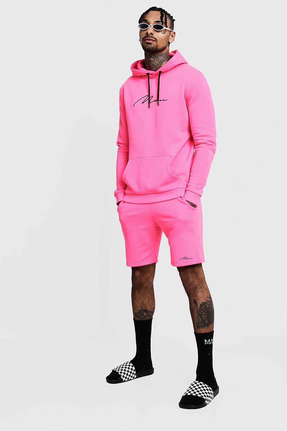 pink shorts tracksuit