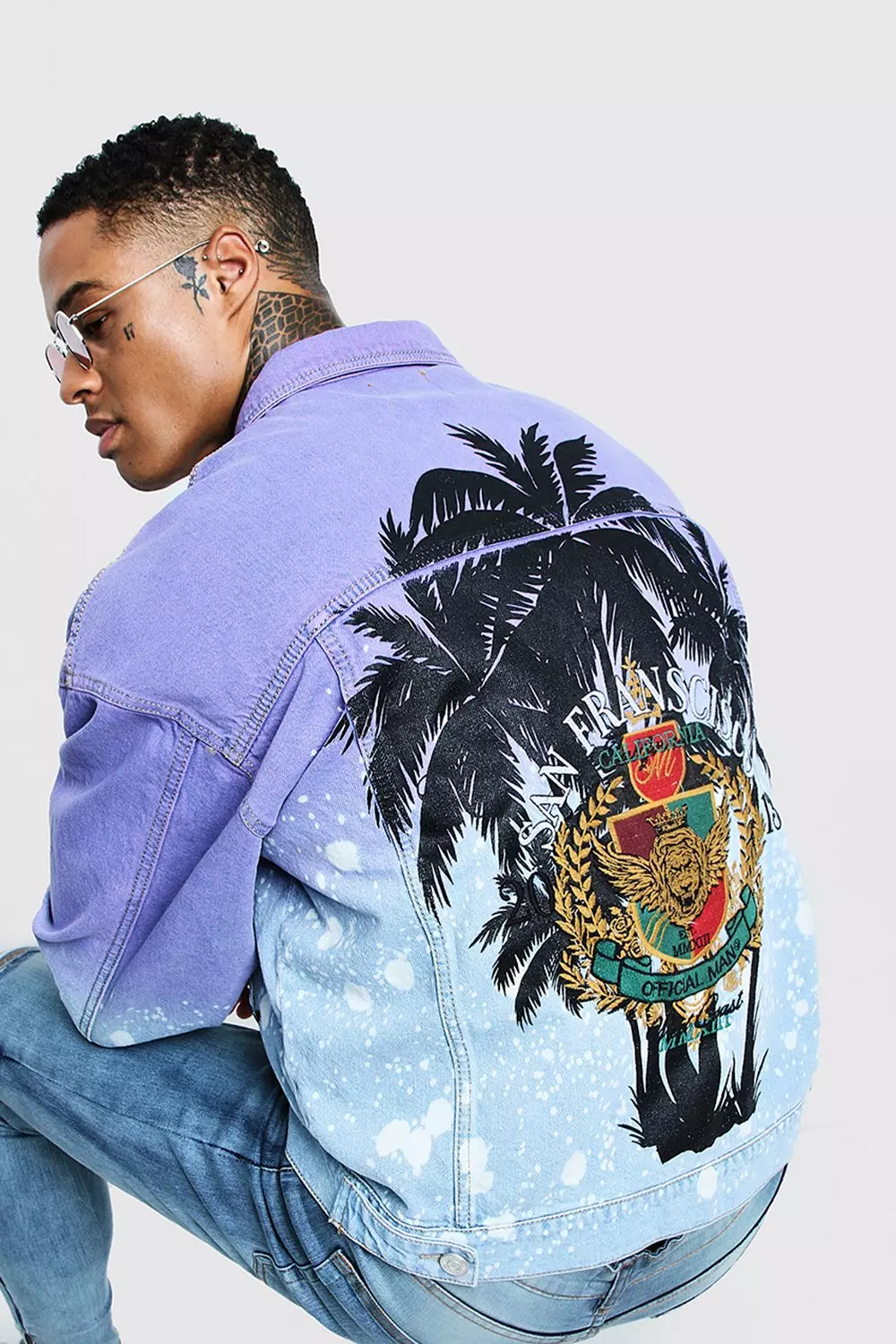 Mid Blue Denim Jacket With Photo Back Print